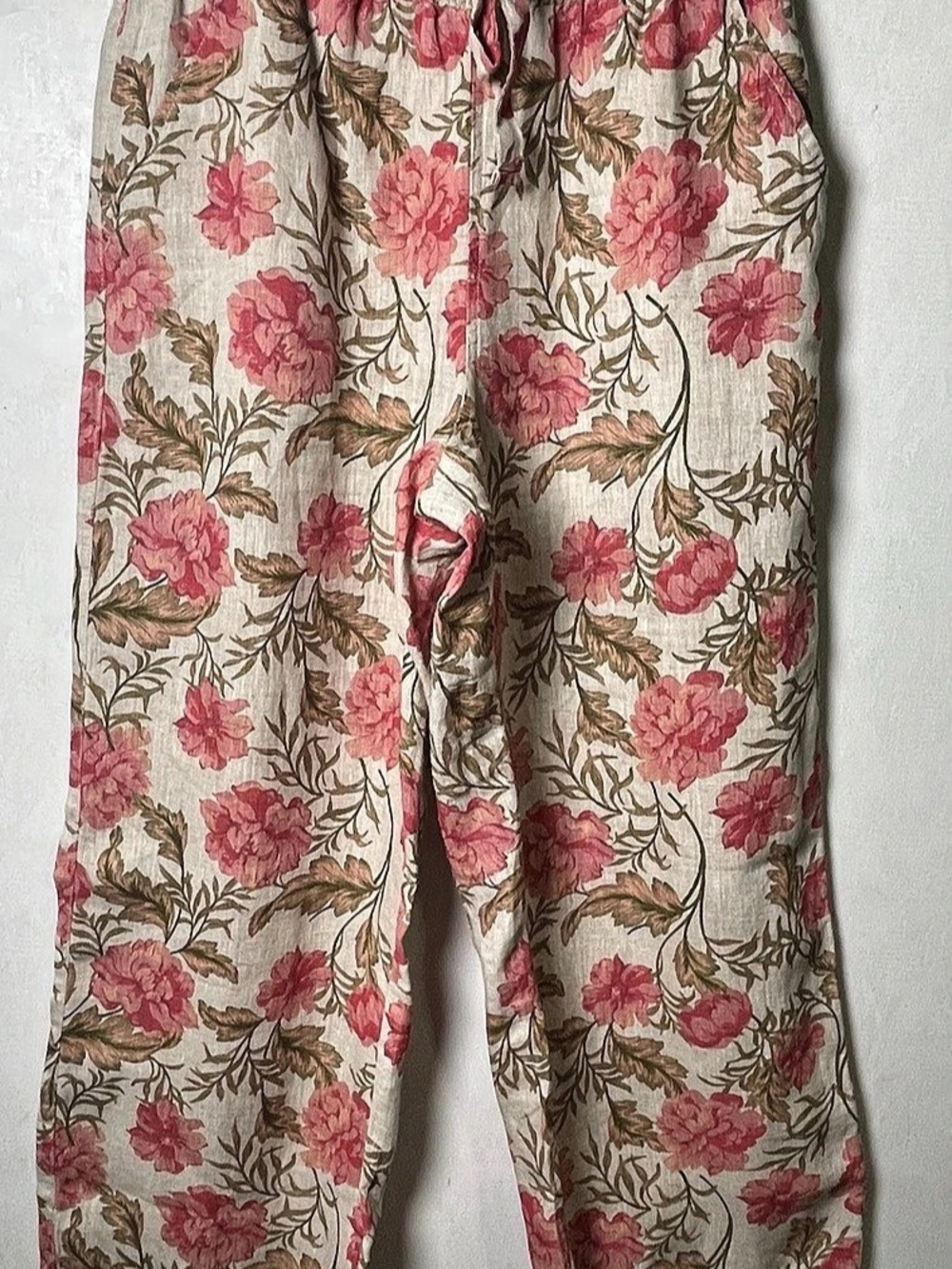 Joie Beige Floral Wide Leg Pants in Pink & Cream Size Small